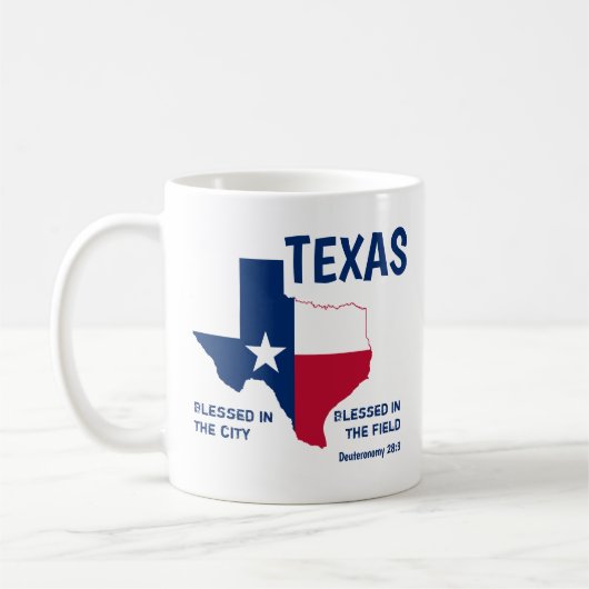 TEXAS STAAT FLAG Christliche Schrift gesegnet Kaffeetasse (Links)