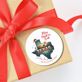 Texas Staat Frohe Weihnachten Y'all Custom Holiday Runder Aufkleber