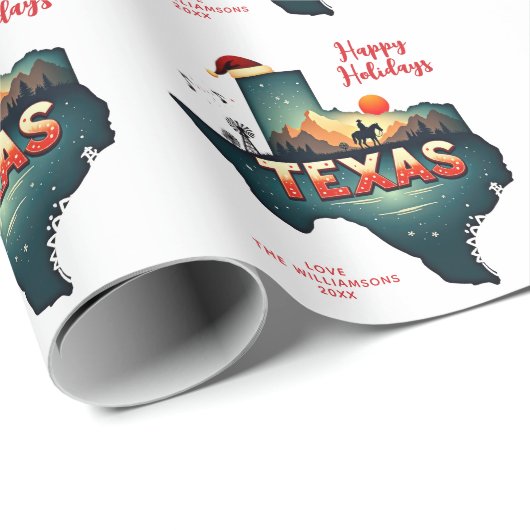 Texas Staat Frohe Weihnachten Y'all Custom Text Ye Geschenkpapier (Rolleneckpunkt)