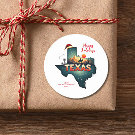 Texas Staat Glückliche Ferien Personalisierte Text Runder Aufkleber