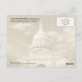 Texas Staat Hauptstadt Gebäude, Austin, TX Postkarte (Rückseite)