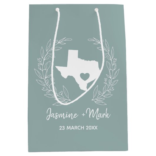 Texas Staat Hochzeit in Urlaubsort bevorzugt Mittlere Geschenktüte (Vorderseite)