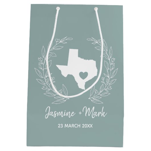 Texas Staat Hochzeit in Urlaubsort bevorzugt Mittlere Geschenktüte (Rückseite)