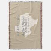 Texas Staat Karte Coupé Name und Datum Hochzeit Decke (Vorderseite Vertikal)