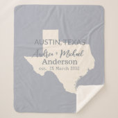 Texas Staat Karte Coupé Name und Datum Hochzeit Sherpadecke (Vorderseite)