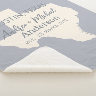 Texas Staat Karte Coupé Name und Datum Hochzeit Sherpadecke