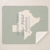 Texas Staat Karte Coupé Name und Datum Hochzeit Sherpadecke (Vorderseite (Horizontal))
