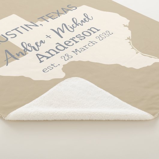 Texas Staat Karte Coupé Name und Datum Hochzeit Sherpadecke (3/4)