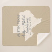 Texas Staat Karte Coupé Name und Datum Hochzeit Sherpadecke (Vorderseite (Horizontal))