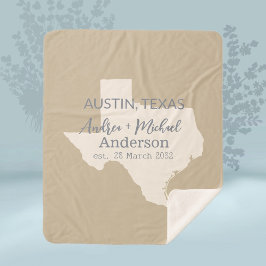 Texas Staat Karte Coupé Name und Datum Hochzeit Sherpadecke