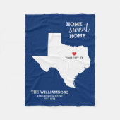 Texas Staat Karte Individuelle Name, Stadt, Datum, Fleecedecke (Vorderseite)