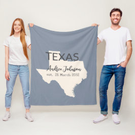 Texas Staat Karte Individuelle Name und Datum Fleecedecke
