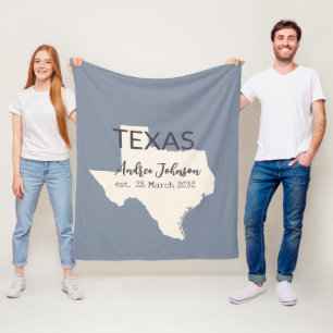 Texas Staat Karte Individuelle Name und Datum Fleecedecke