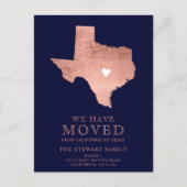 Texas Staat Karte marineblaue Rose Gold Zuhause be (Vorderseite)