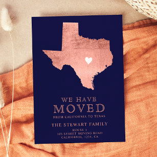 Texas Staat Karte marineblaue Rose Gold Zuhause be