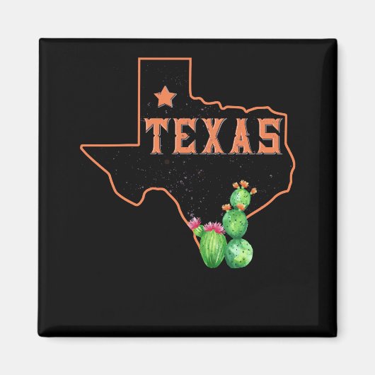 Texas Staat Karte Pride Cactus Vintag Magnet (Vorne)