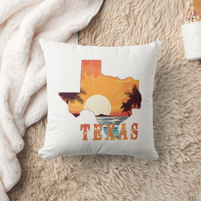 Texas Staat Kontur Beach Sunset Kissen (Decke)