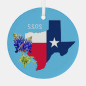 Texas Staat Kontur und Bluebonnets Ornament (Rückseite)