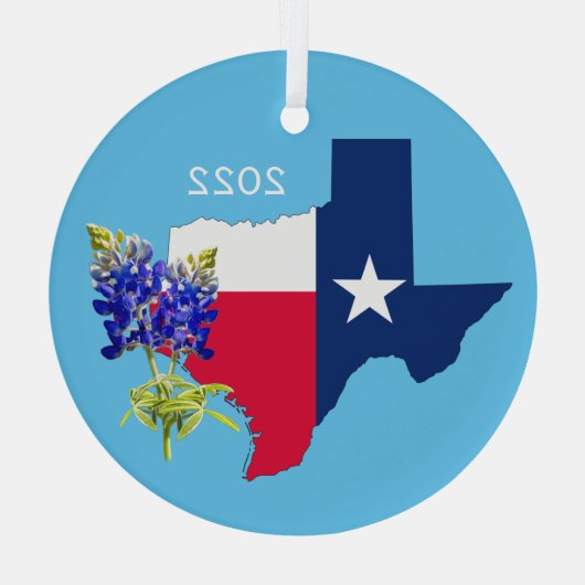 Texas Staat Kontur und Bluebonnets Ornament (Rückseite)
