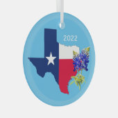Texas Staat Kontur und Bluebonnets Ornament (Vorderseite Rechts)