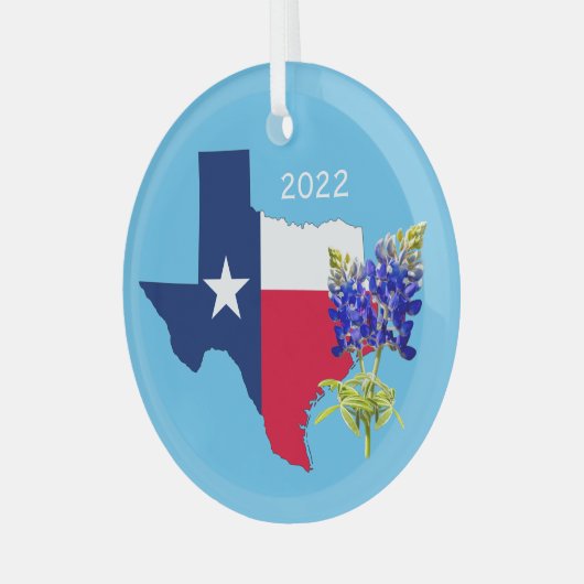 Texas Staat Kontur und Bluebonnets Ornament (Vorderseite links)