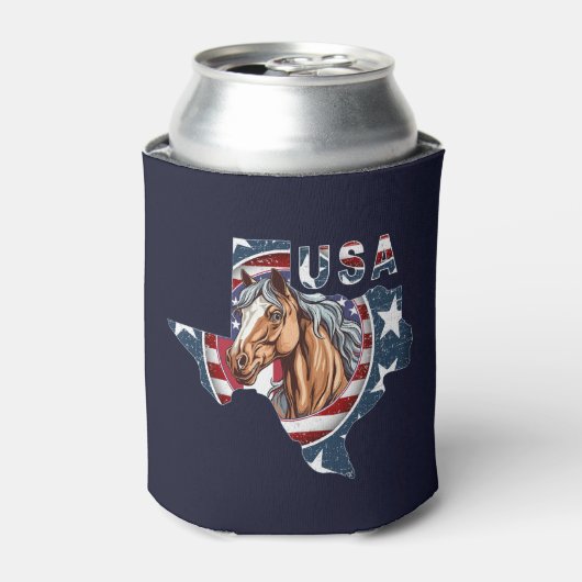 Texas Staat Kontur USA Pferd Dosenkühler (Kanne Vorderseite)