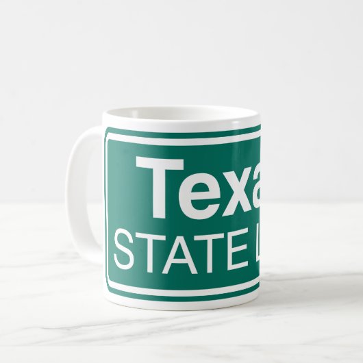 Texas Staat Line Road-Zeichen Kaffeetasse (Vorderseite Links)