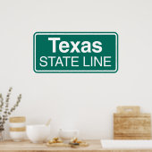 Texas Staat Line Road-Zeichen Poster (Küche)