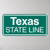 Texas Staat Line Road-Zeichen Poster (Vorne)