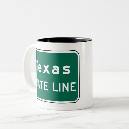 Texas Staat Line Road-Zeichen Zweifarbige Tasse (Vorderseite Links)