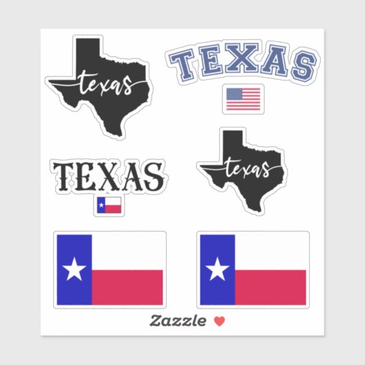 Texas Staat Map and Flag Texas Zuhause Staat Aufkleber (Blatt)