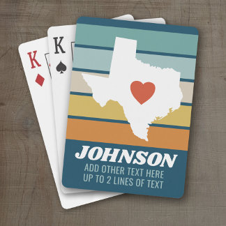 Texas Staat Map Art - Individuelle Name Wedding Wi Spielkarten