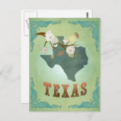 Texas Staat Map - Green Postkarte (Vorne/Hinten)