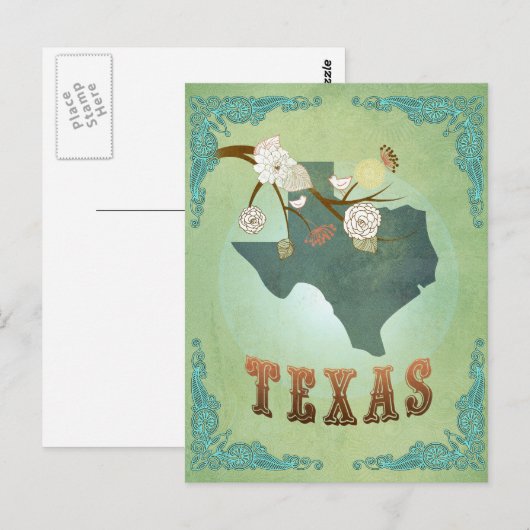 Texas Staat Map - Green Postkarte (Vorne/Hinten)