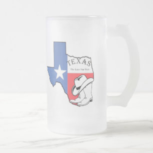 Texas Staat Map mit Star, Boots, Hat Mattierte Tas Mattglas Bierglas