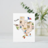 Texas Staat Map Postkarte (Stehend Vorderseite)