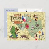 Texas Staat Map Postkarte (Vorne/Hinten)
