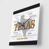 Texas Staat Map Quadratische Wanduhr (Winkel)