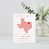 Texas Staat Map Save the Date Ankündigungspostkarte (Stehend Vorderseite)