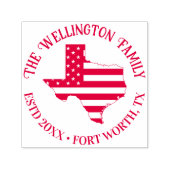 Texas Staat Map Stars Streifen Familienname Datum Permastempel (Design)