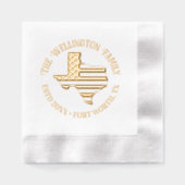 Texas Staat Map Stars Streifen Familienname Datum  Servietten Mit Folie (Vorderseite)