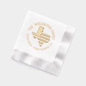 Texas Staat Map Stars Streifen Familienname Datum  Servietten Mit Folie (Links)