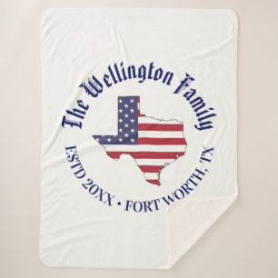 Texas Staat Map Stars Streifen Familienname Datum  Sherpadecke