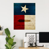 Texas-Staat mit Alamo-Flagge Poster (Heimbüro)
