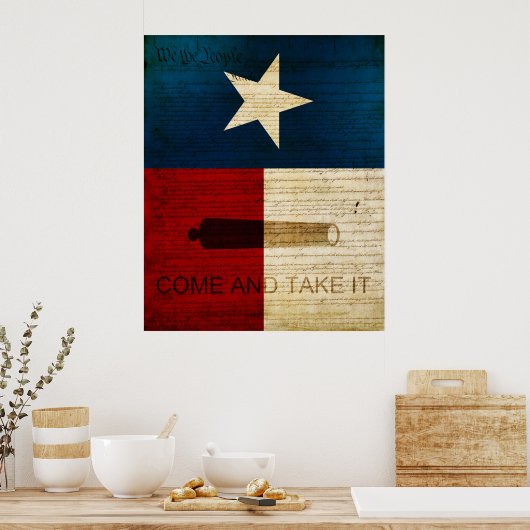 Texas-Staat mit Alamo-Flagge Poster (Küche)