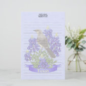 Texas Staat Mockingbird & Bluebonnet Blume Briefpapier (Stehend Vorderseite)