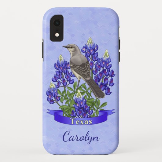 Texas Staat Mockingbird & Bluebonnet Blume Case-Mate iPhone Hülle (Rückseite)