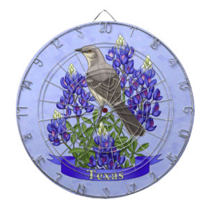 Texas Staat Mockingbird & Bluebonnet Blume Dartscheibe