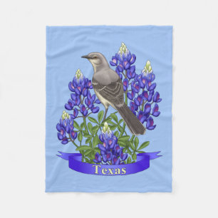 Texas Staat Mockingbird & Bluebonnet Blume Fleecedecke