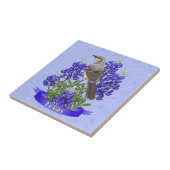 Texas Staat Mockingbird & Bluebonnet Blume Fliese (Seite)